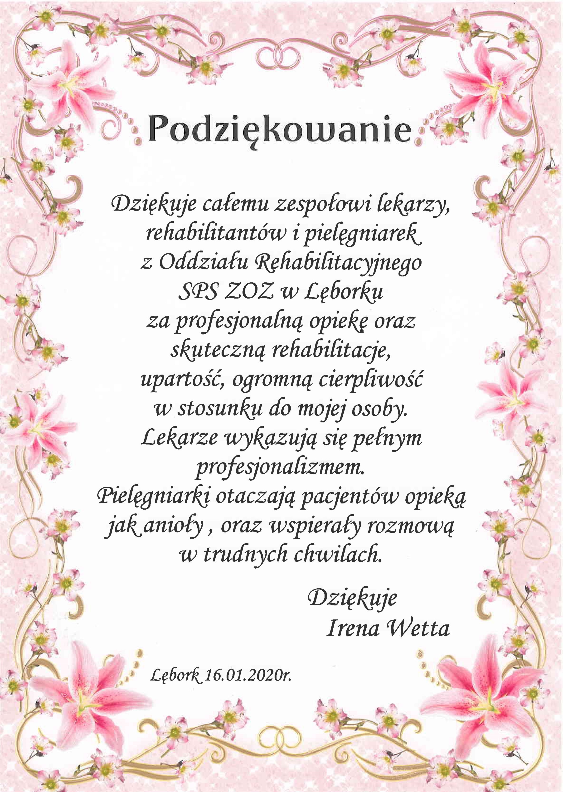 Podziekowania Nasz Szpital